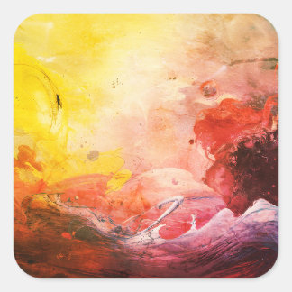 Abstract Cosmic Universe Painting Fiery Colors Square Sticker