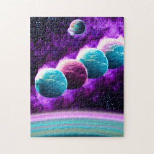 Abstract Cosmic Vibrant Purple Universe Space Jigsaw Puzzle