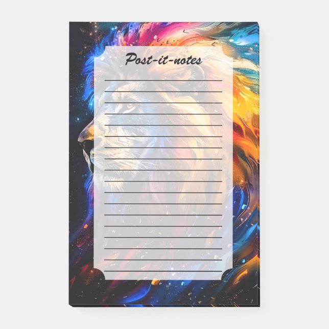 Abstract Cosmic Wildlife Lion Portrait Post-it Notes (Front)