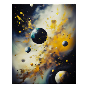 Abstract Cosmos: Planets in Dance Poster