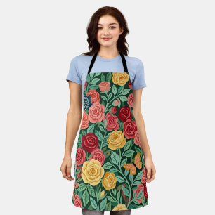 Abstract Cottagecore Roses Butterflies Apron