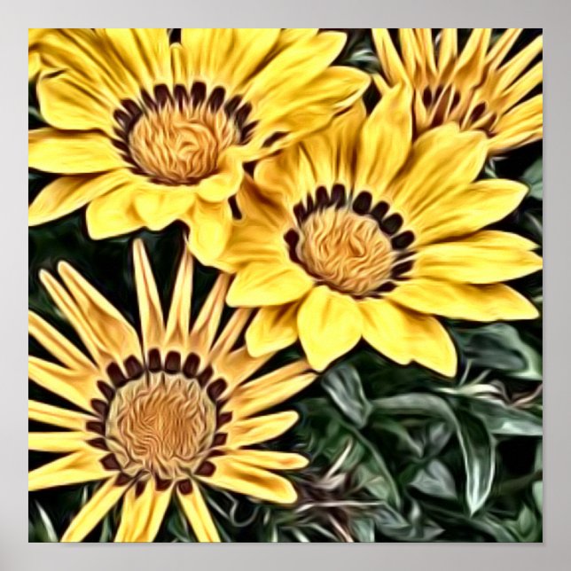 Abstract Country Yellow Daisy Poster (Front)