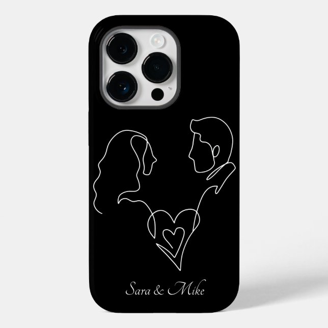 Abstract Couple Line Art , Boho Chic Case-Mate iPhone Case (Back)