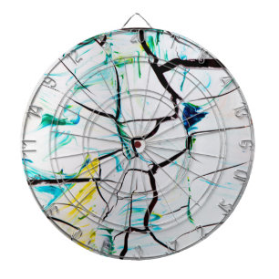 Abstract Cracks in Green Yellow Blue Dartboard