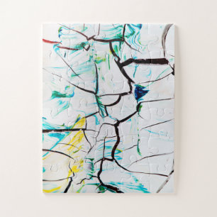 Abstract Cracks in Green Yellow Blue Jigsaw Puzzle