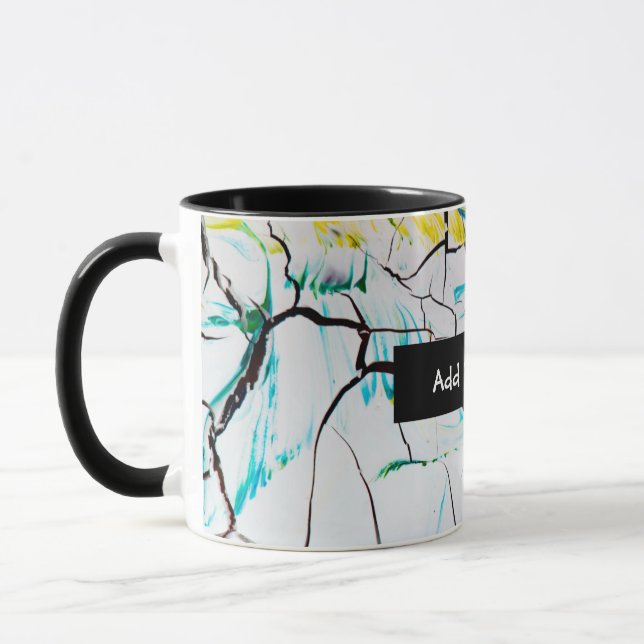 Abstract Cracks in Green Yellow Blue Mug (Left)