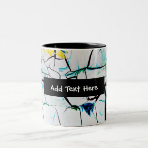 Abstract Cracks in Green Yellow Blue Two-Tone Coffee Mug