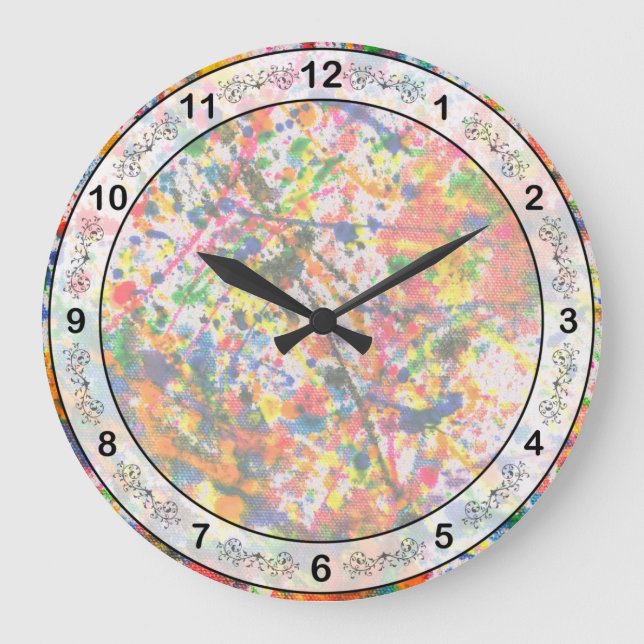 Abstract - Crayon - Mardi Gras Large Clock (Front)