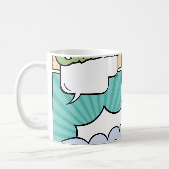 Abstract creative concept comic pop art style blan coffee mug (Left)