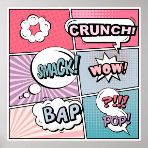 Abstract creative concept comic pop art style blan poster