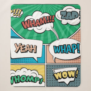 Abstract creative concept comic pop art style blan sherpa blanket