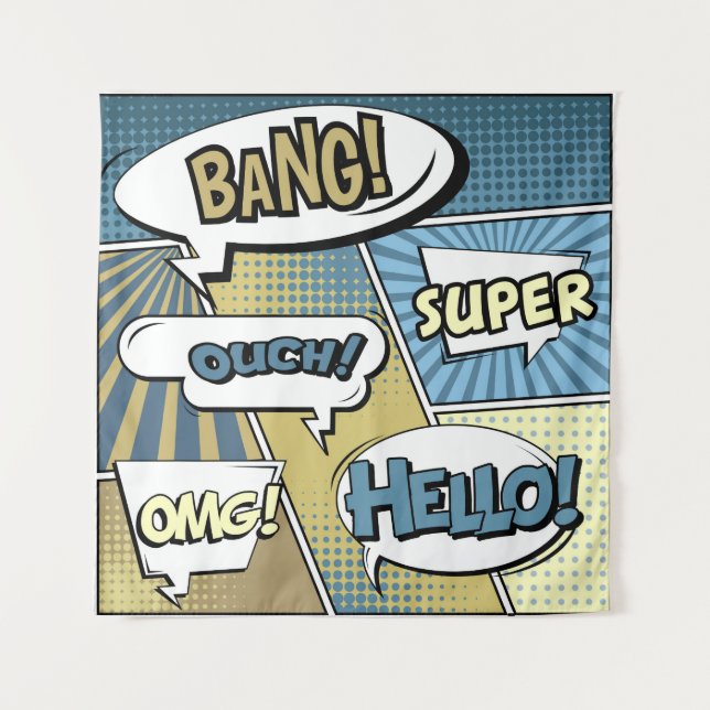 Abstract creative concept comic pop art style blan tapestry (Front)