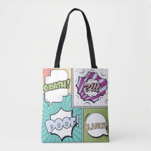 Abstract creative concept comic pop art style blan tote bag