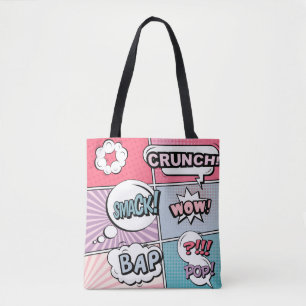 Abstract creative concept comic pop art style blan tote bag