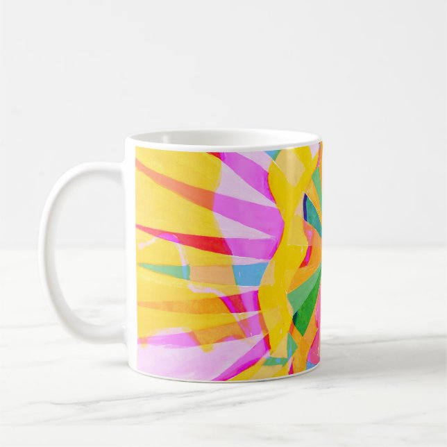 Abstract creative drawing, colourful background. coffee mug (Left)