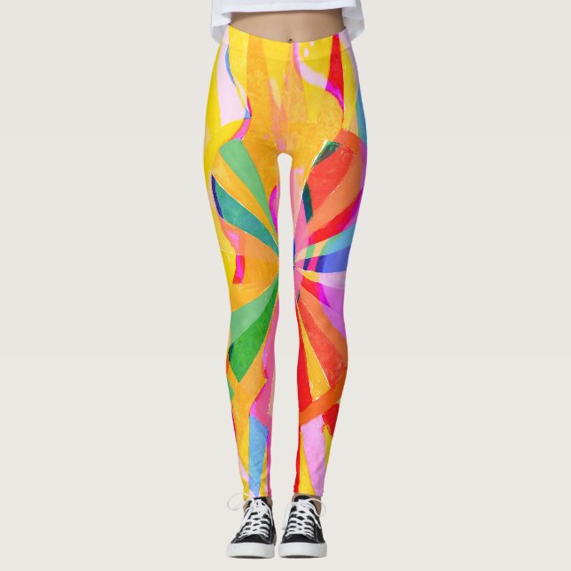 Abstract creative drawing, colourful background. leggings (Front)