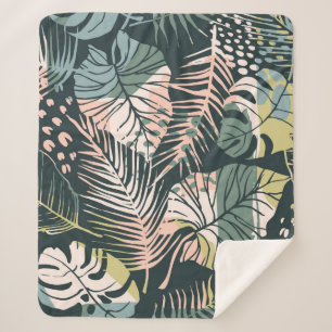 Abstract creative seamless pattern with tropical p sherpa blanket