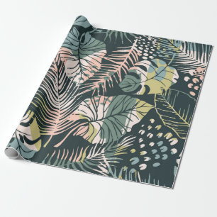 Abstract creative seamless pattern with tropical p wrapping paper
