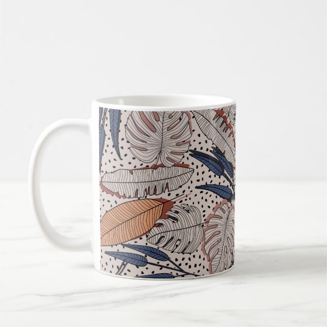 Abstract creative tropical seamless pattern on bac coffee mug (Left)