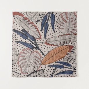 Abstract creative tropical seamless pattern on bac tapestry