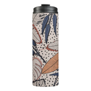 Abstract creative tropical seamless pattern on bac thermal tumbler