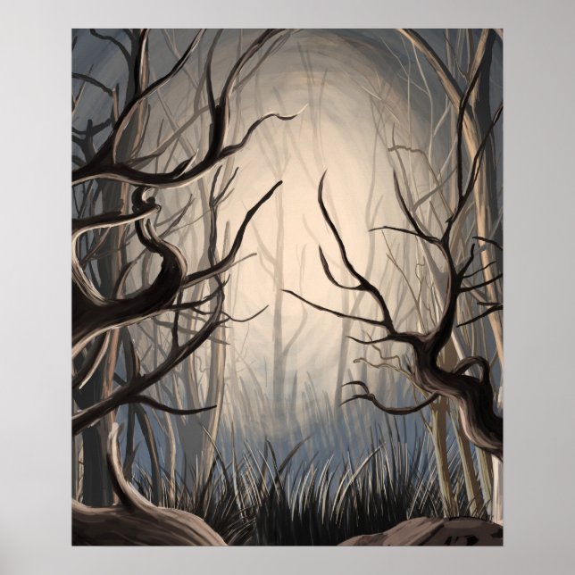 Abstract Creepy Twisted Tree Branches Poster Print (Front)
