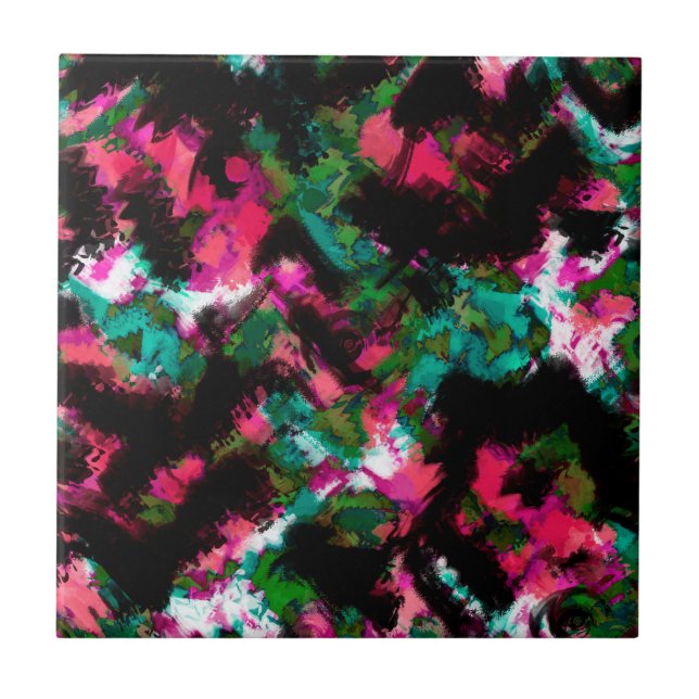 Abstract crimson black ceramic tile (Front)