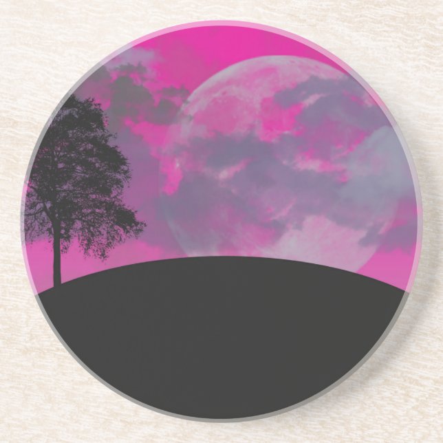 Abstract Crimson Moon Sandstone Coaster (Front)