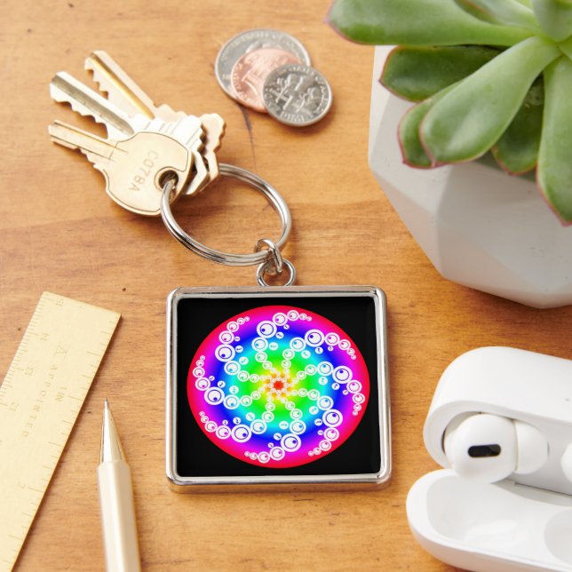Abstract Crop Circle Key Ring (Desk)