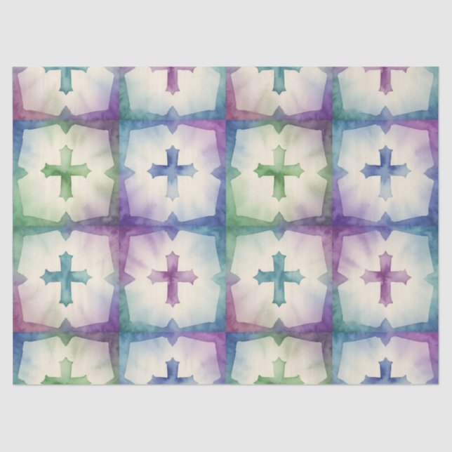 Abstract Cross pattern pretty watercolor faith  Tissue Paper (Front)