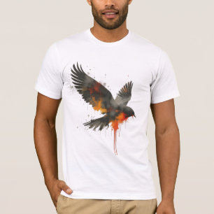 Abstract Crow Artwork – Splatter Paint Bird Design T-Shirt