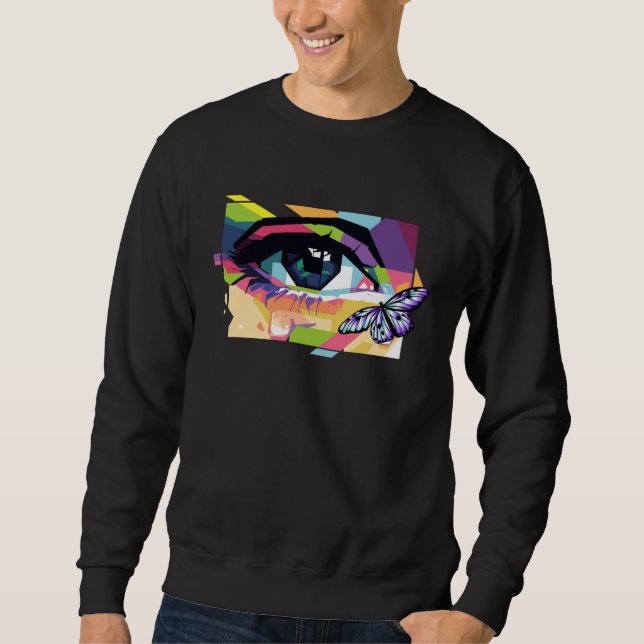 Abstract Crying Eye Purple Butterfly Soft Girl Aes Sweatshirt (Front)