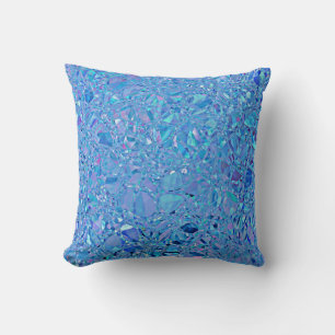Abstract Crystal Turquoise and Blue Cushion