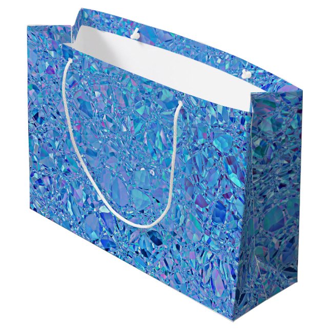 Abstract Crystal Turquoise and Blue Large Gift Bag (Back Angled)