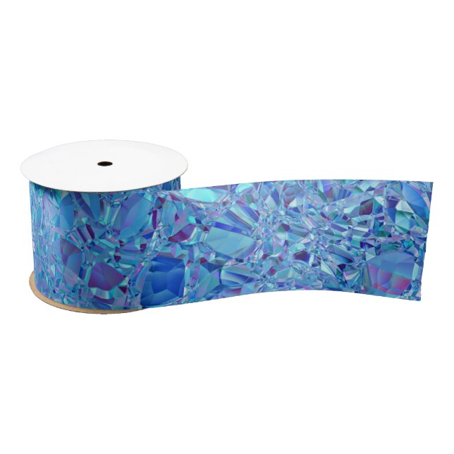 Abstract Crystal Turquoise and Blue Satin Ribbon (Spool)