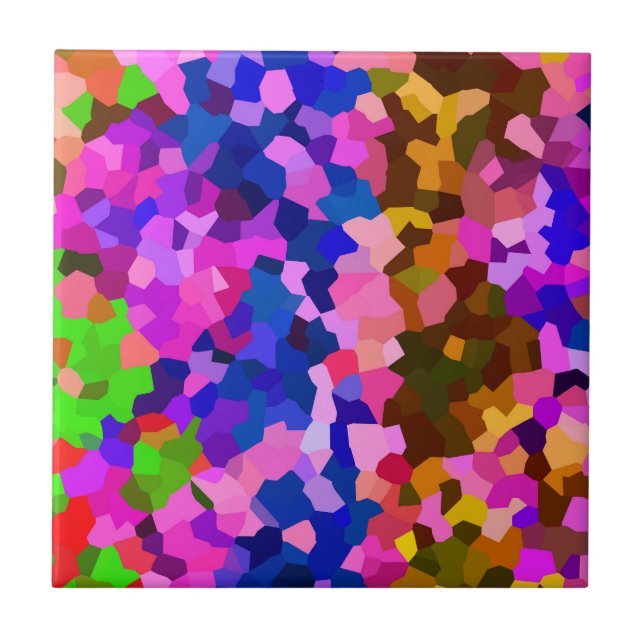 Abstract Crystalline Vibrant Mosaic Pattern Ceramic Tile (Front)
