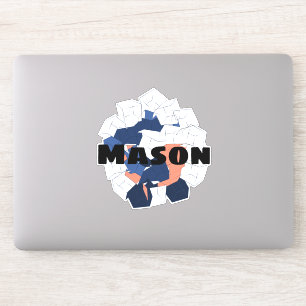Abstract Cubes Geometric Blue Orange Custom Name