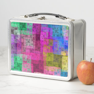 Abstract cubes metal lunch box