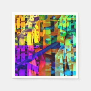Abstract cubes purple napkin