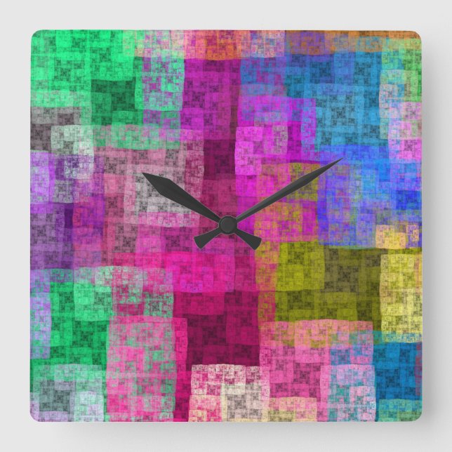 Abstract cubes square wall clock (Front)