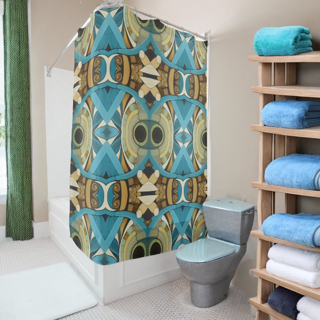 Abstract Cubist Inspired Art Deco 10 Shower Curtain (Creator Uploaded)