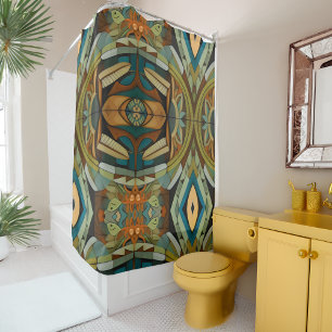 Abstract Cubist Inspired Art Deco 4 Shower Curtain