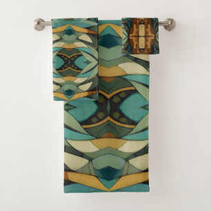 Abstract Cubist Inspired Art Deco 8 Bath Towel Set