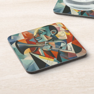 Abstract Cubist Jazz Trumpeter Coaster