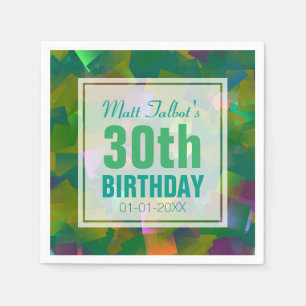 Abstract Cubist Shapes 30th Birthday Paper Napkins
