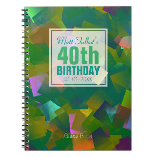Abstract Cubist Shapes 40th Birthday Guest Book 6a