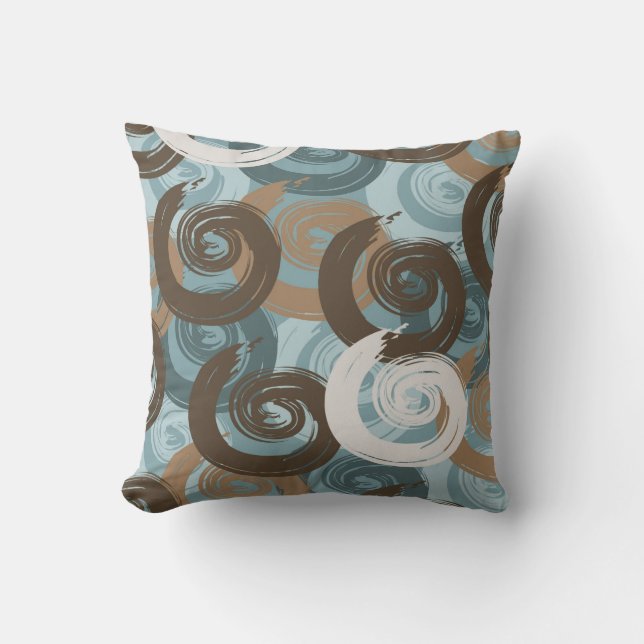 Abstract Curls Teal Cushion (Front)