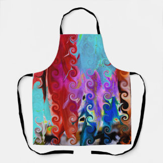 Abstract curly feathers design apron