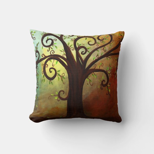 Abstract Curly Tree Pillow (Front)