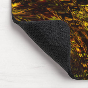 Abstract curved bands in golden green and darkest  mouse pad